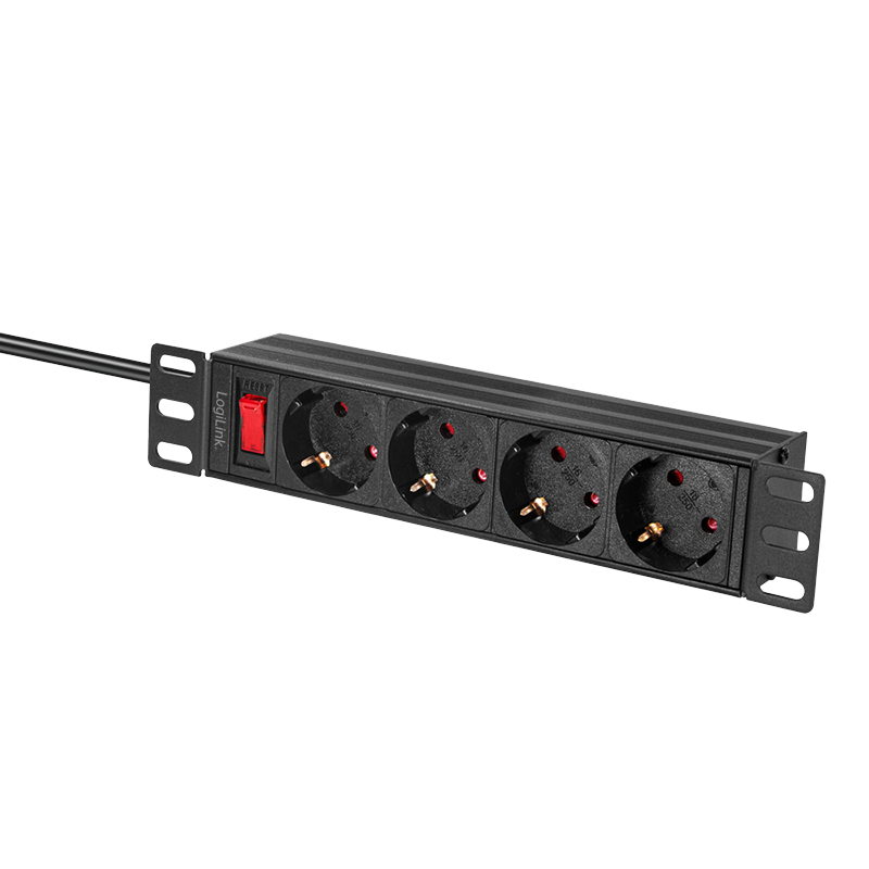 LogiLink Steckdosenleiste 4-fach mit Schalter 10 1HE 2m - Steckdosenleiste, Ansicht 3