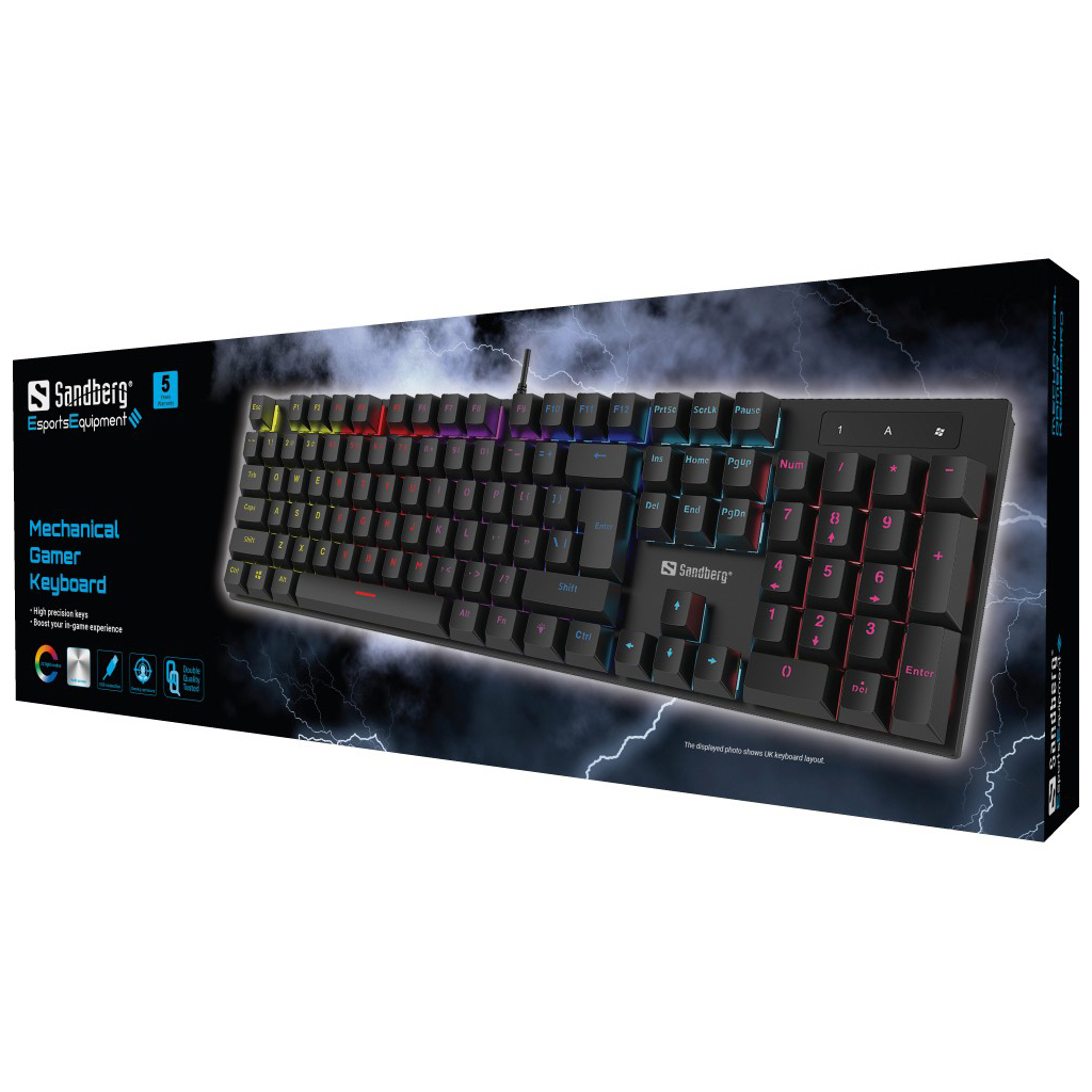 SANDBERG Tastatur - Hintergrundbeleuchtung - TL: Deutsch, QWERTZ, Ansicht 4