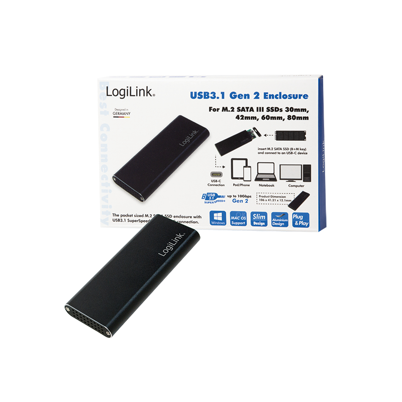 LogiLink Speichergehäuse - M.2 - M.2 Card - USB 3.1 (Gen 2), Ansicht 4