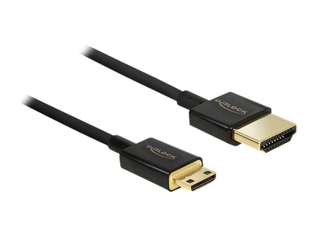 Delock Slim Premium - HDMI-Kabel mit Ethernet - mini HDMI männlich zu HDMI männlich - 2 m - Dreifachisolierung - Schwarz