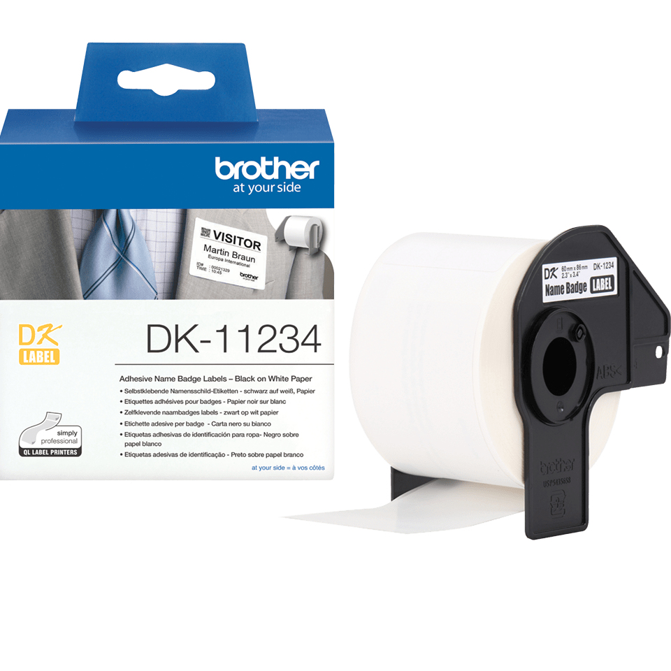 Brother DK11234 - Papier - selbstklebend - Schwarz auf Weiß - 60 x 86 mm 260 Etikett(en) (1 Rolle(n), Ansicht 2