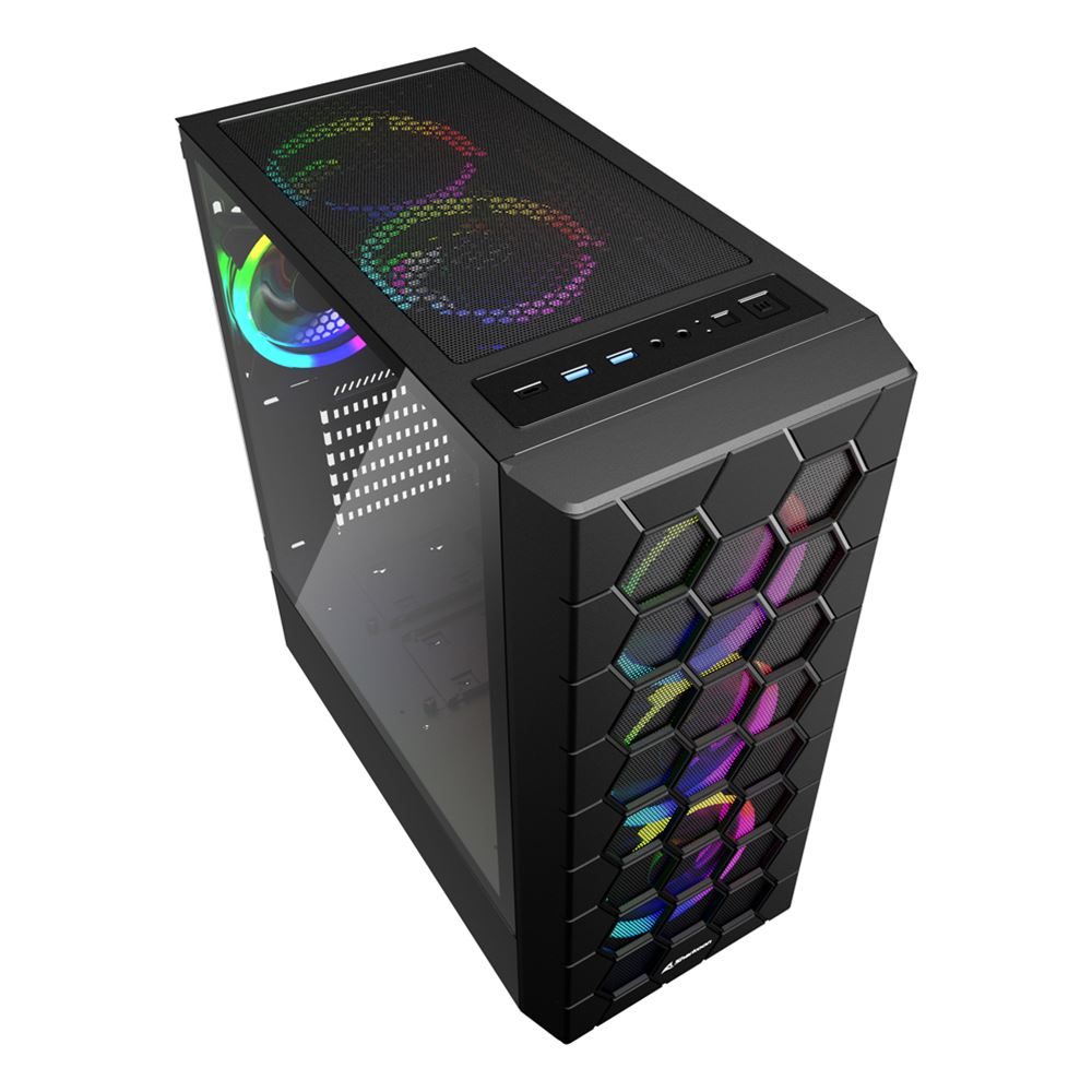 Sharkoon RGB Hex - Mid tower - ATX - Seitenteil mit Fenster (gehärtetes Glas), Ansicht 4