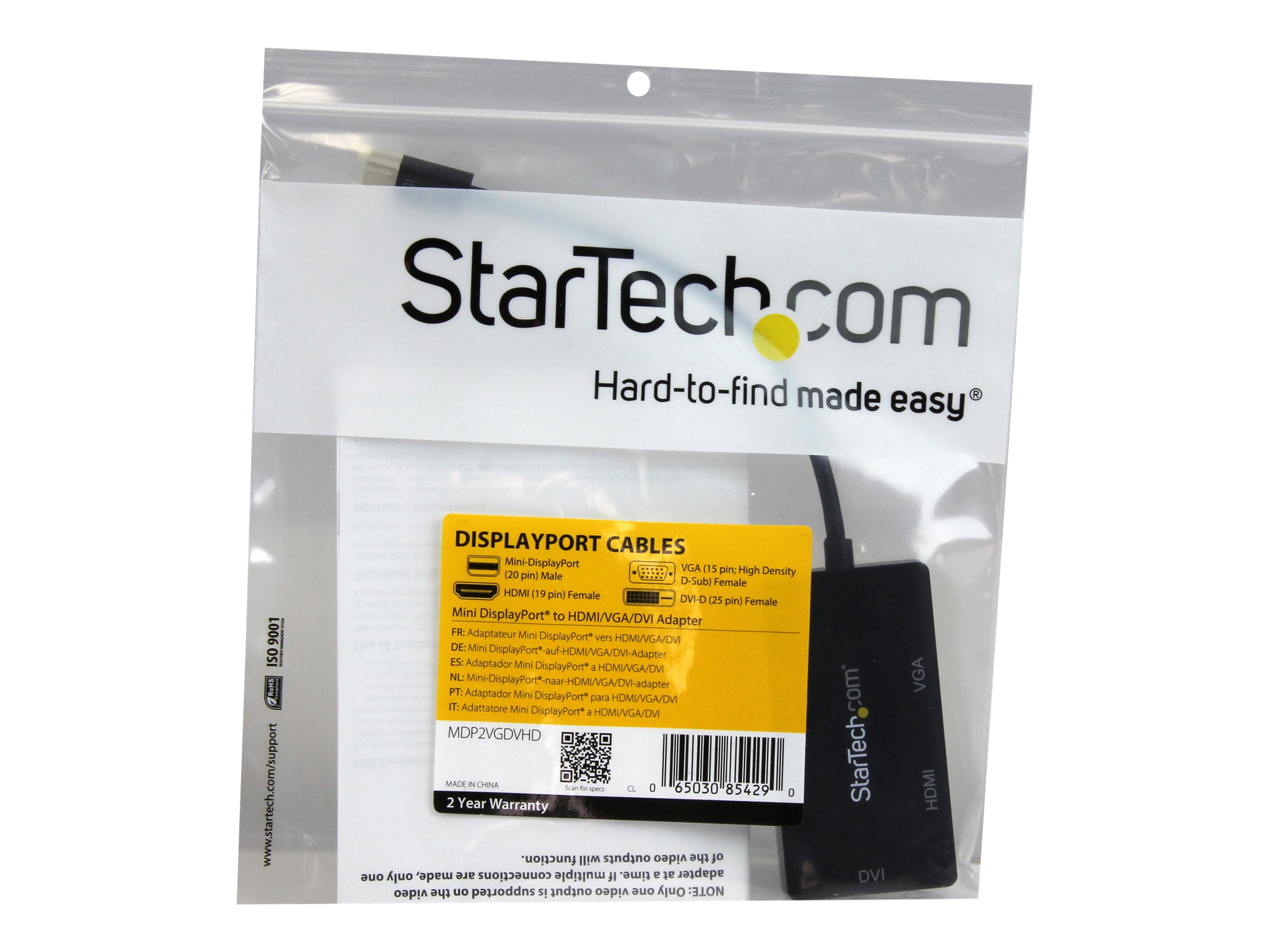 StarTech.com Startech 3 in 1 Mini DisplayPort Adapter - 1080p - Mini DP / Thunderbolt to HDMI / VGA / DVI Splitter for Your Monitor (MDP2VGDVHD)