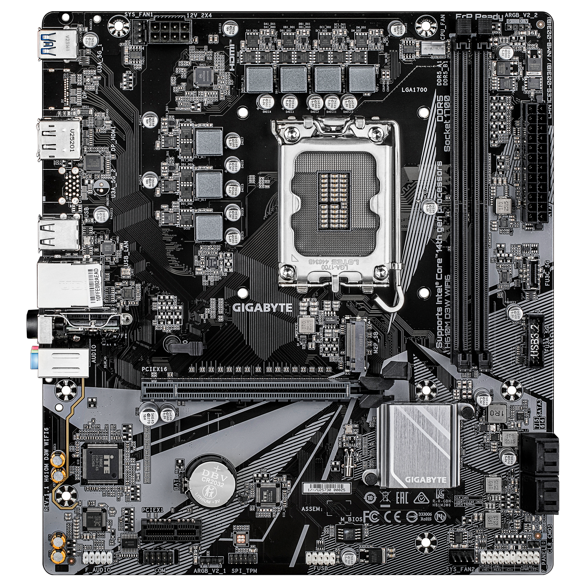Gigabyte H610M D3W WF6 H610 S1700 mATX DDR5 - Mainboard - Intel Sockel 1700 (Core i), Ansicht 3