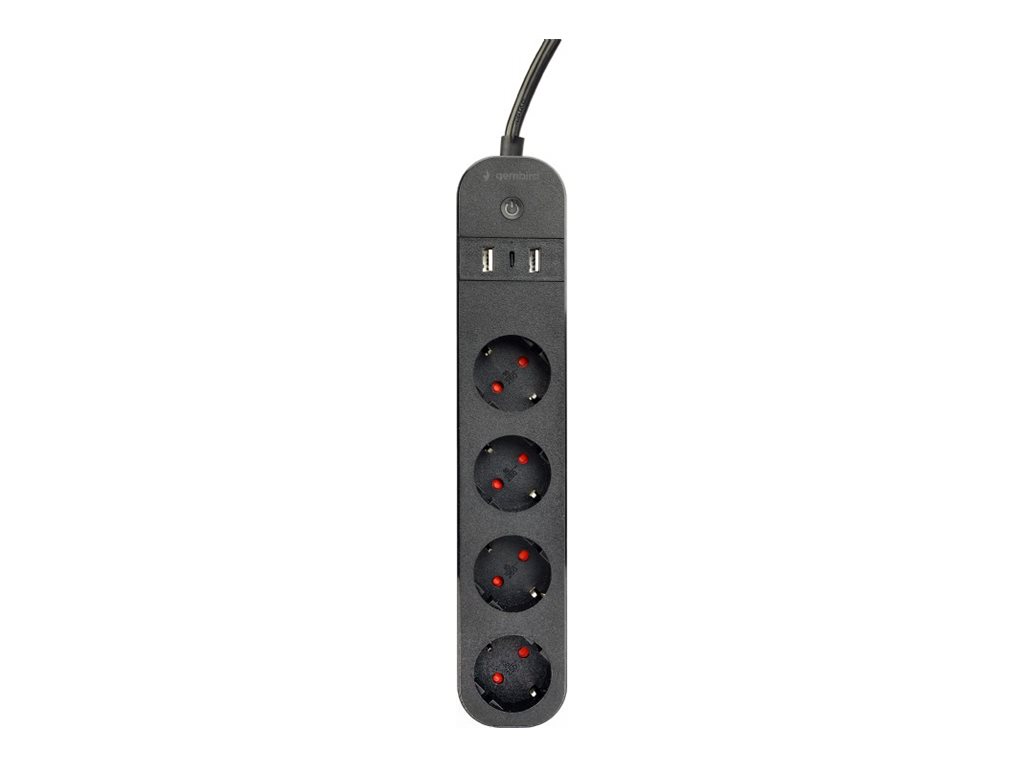 Gembird TSL-PS-S4U-01 - Smart Power-Steckdosenleiste - 3680 Watt - Wi-Fi - Eingang Typ F - Typ F, 2 x USB, 24 pin USB-C, Ansicht 3