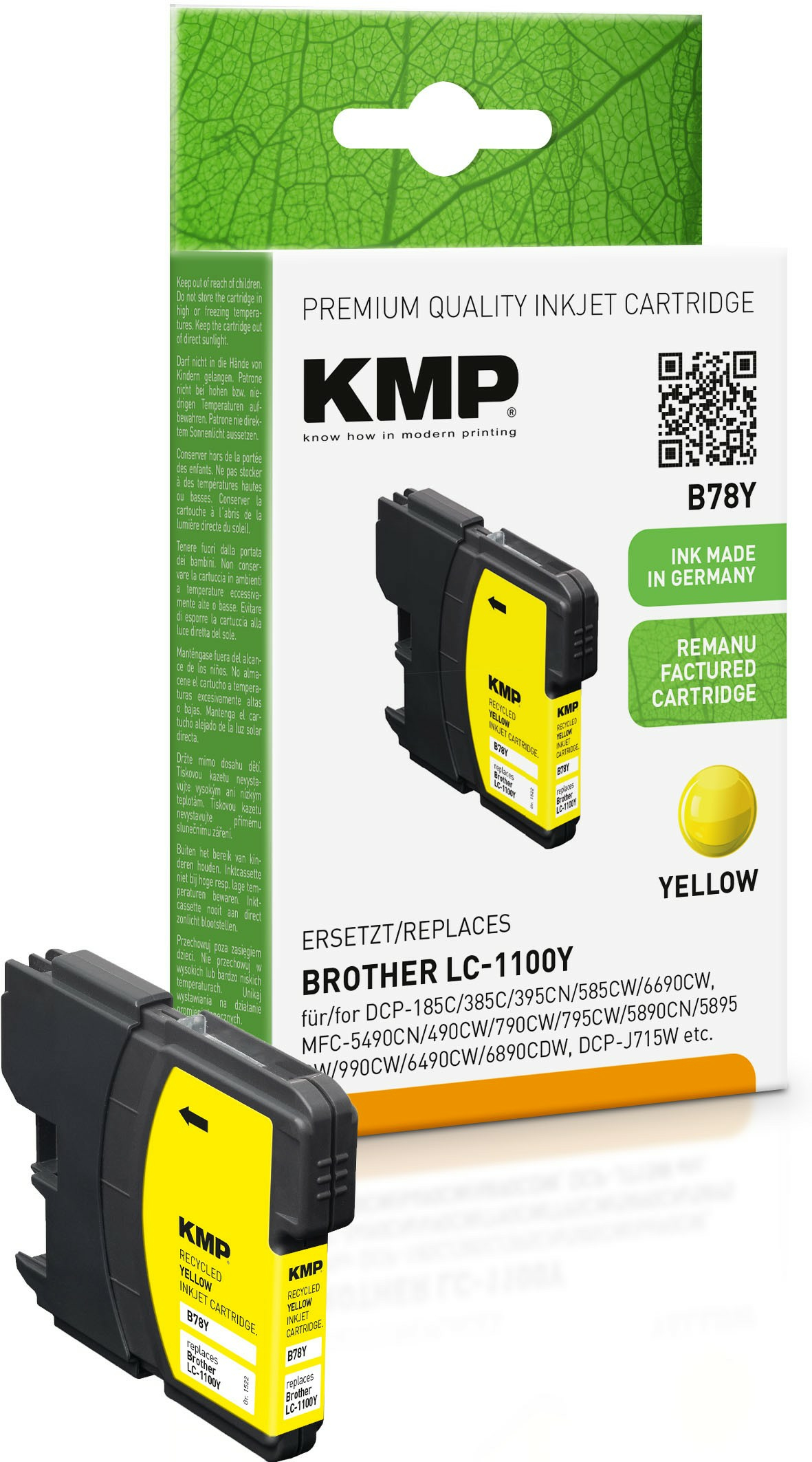KMP B78Y - 4.8 ml - Gelb - kompatibel - Tintenpatrone (Alternative zu: Brother LC1100Y), Ansicht 3