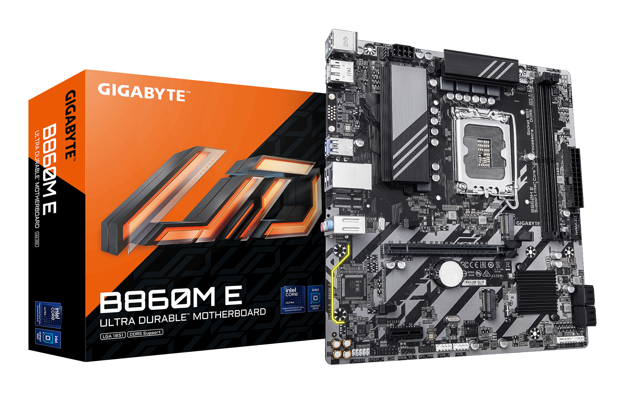 Gigabyte B860M E Mainboard - Intel Core Ultra Series CPUs, 4+1+2 Phasen VRM,, Ansicht 4