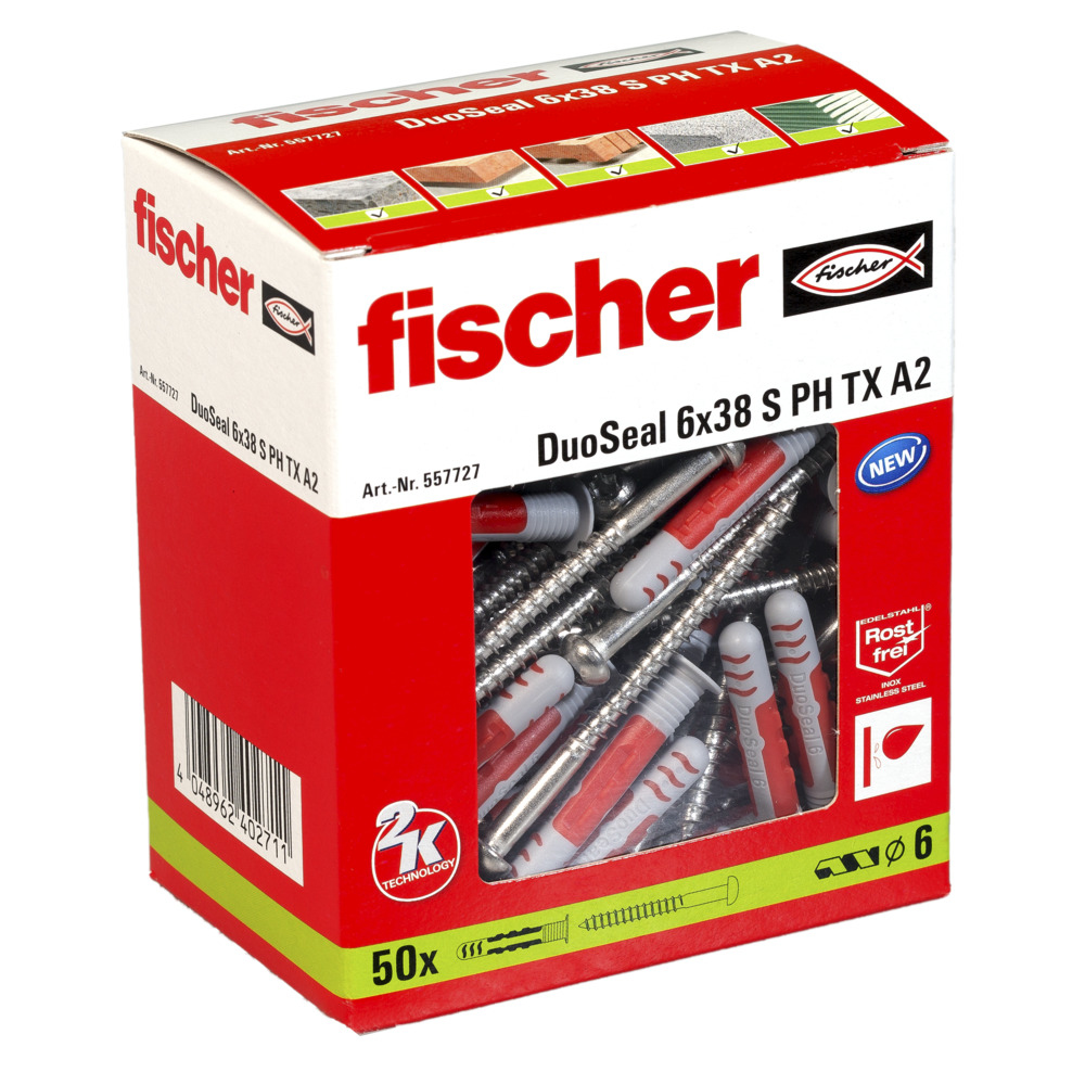 fischer DuoSeal - Dübel - Nylon - Grau - Rot - 3,8 cm - 6 mm - 50 Stück(e), Ansicht 4
