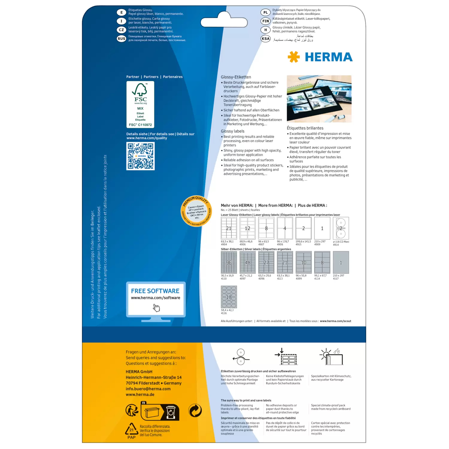 HERMA Special - Papier - hochglänzend - permanent selbstklebend - weiß - A4 (210 x 297 mm), Ansicht 2