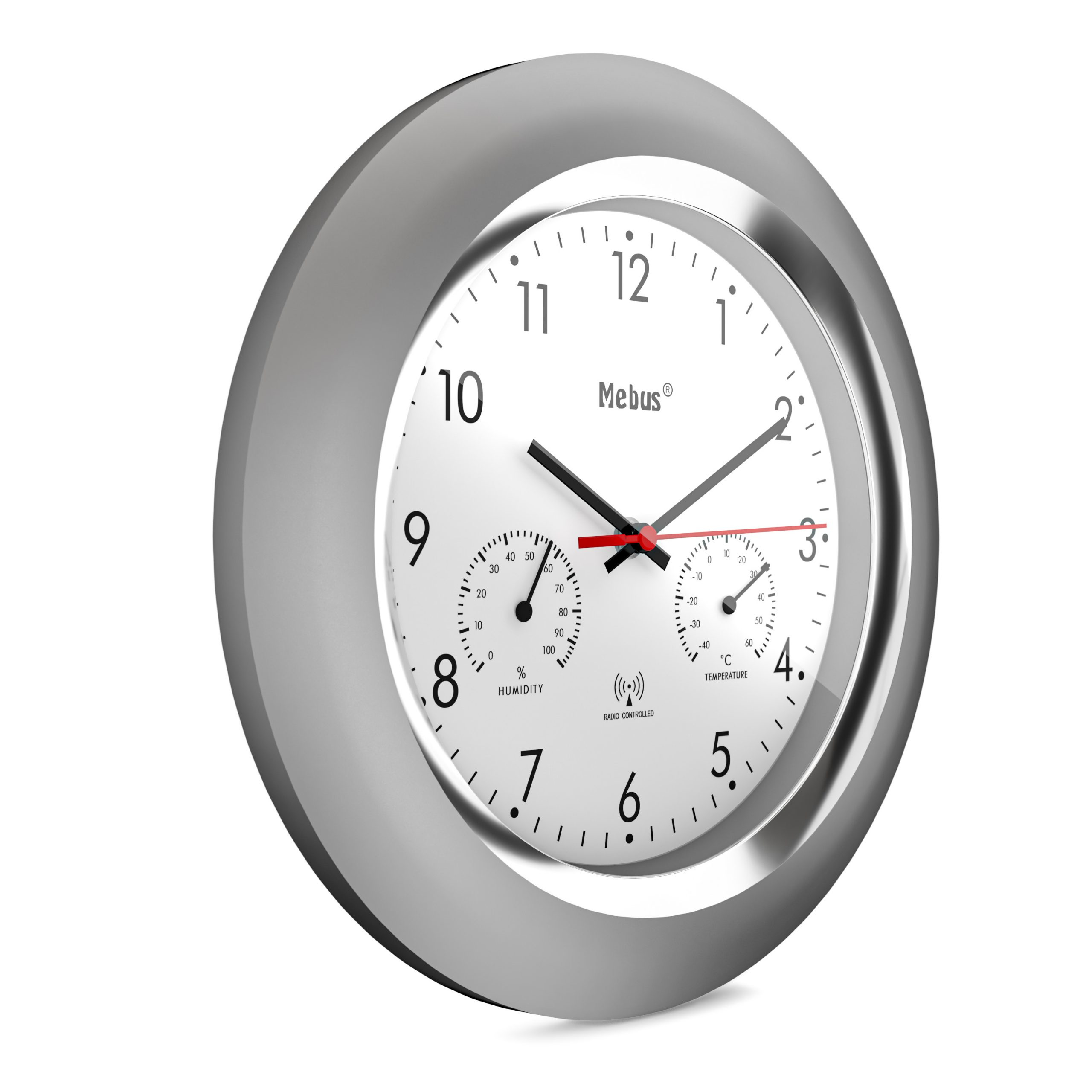 Mebus 19454 - Wand - Digitale Uhr - Rund - Silber - Weiß - Kunststoff - Modern, Ansicht 3