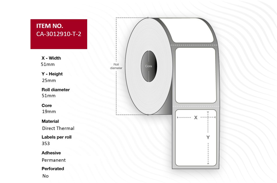 Capture Label 51x25 Core 19 Direct Thermal White uncoated, Ansicht 2