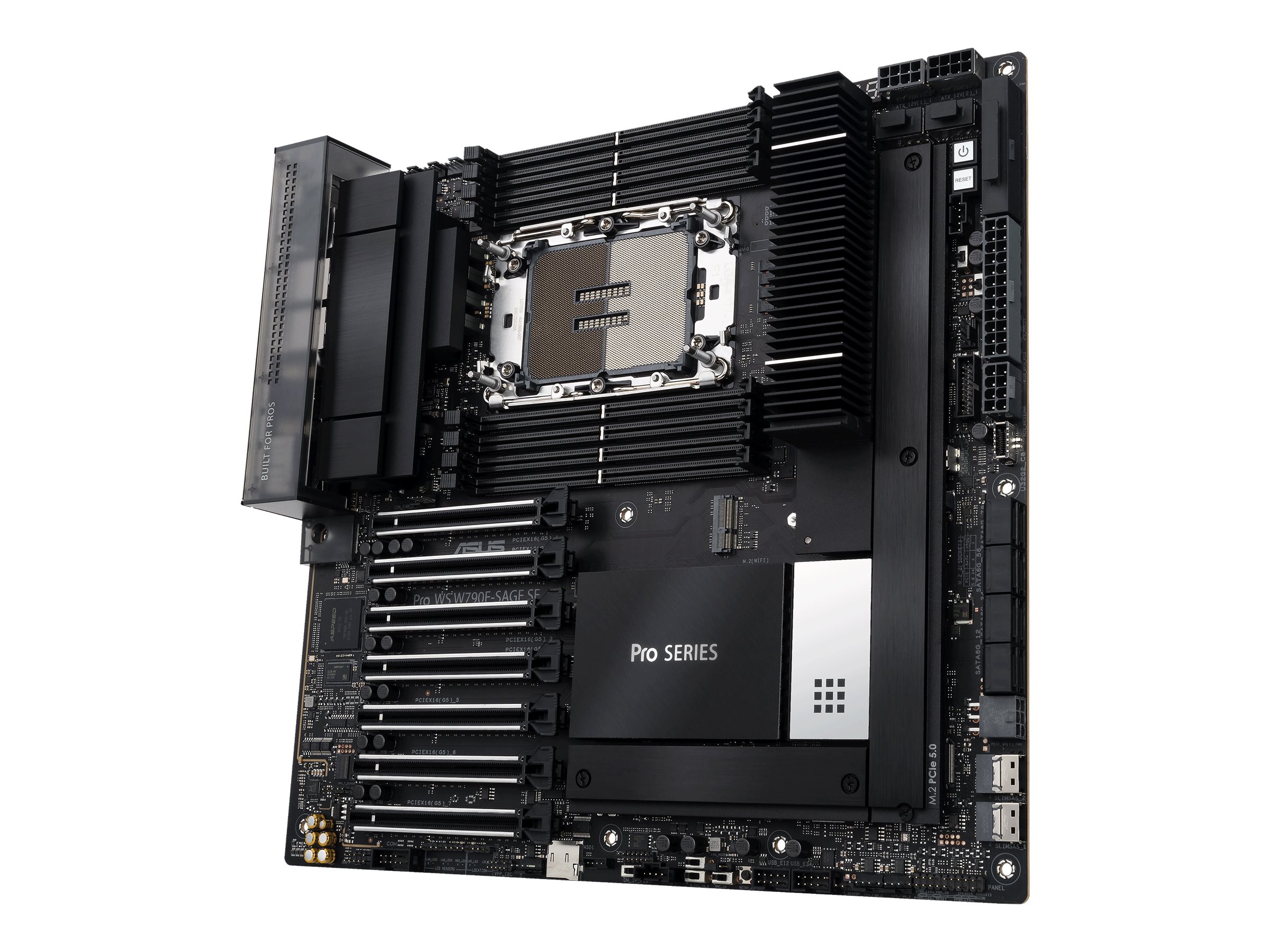 ASUS PRO WS W790E-SAGE SE - Motherboard - SSI EEB - LGA4677 Socket-E - W790 Chipsatz - USB-C 3.2 Gen 2x2 USB 3.2 Gen 2x2 USB-C 3.2 Gen2 USB 3.2 Gen 1 - 10 Gigabit LAN Gigabit LAN - HD Audio (8-Kanal)