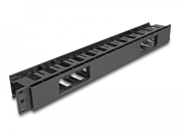 Delock Kabelführungsplatte für Schaltschrank - mit 2 Öffnungen, Kunststoff - Schwarz - 1U - 48.3 cm (19), Ansicht 2