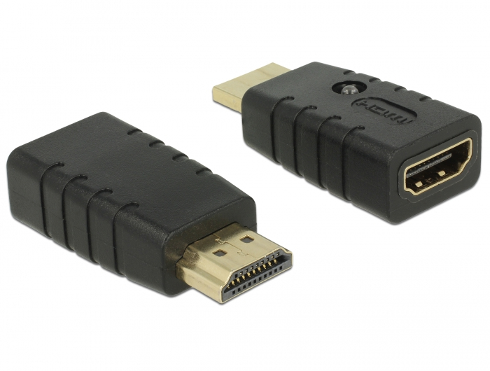 Delock 63320, 1 x HDMI-A 19 pin, 1 x HDMI-A 19 pin, Schwarz