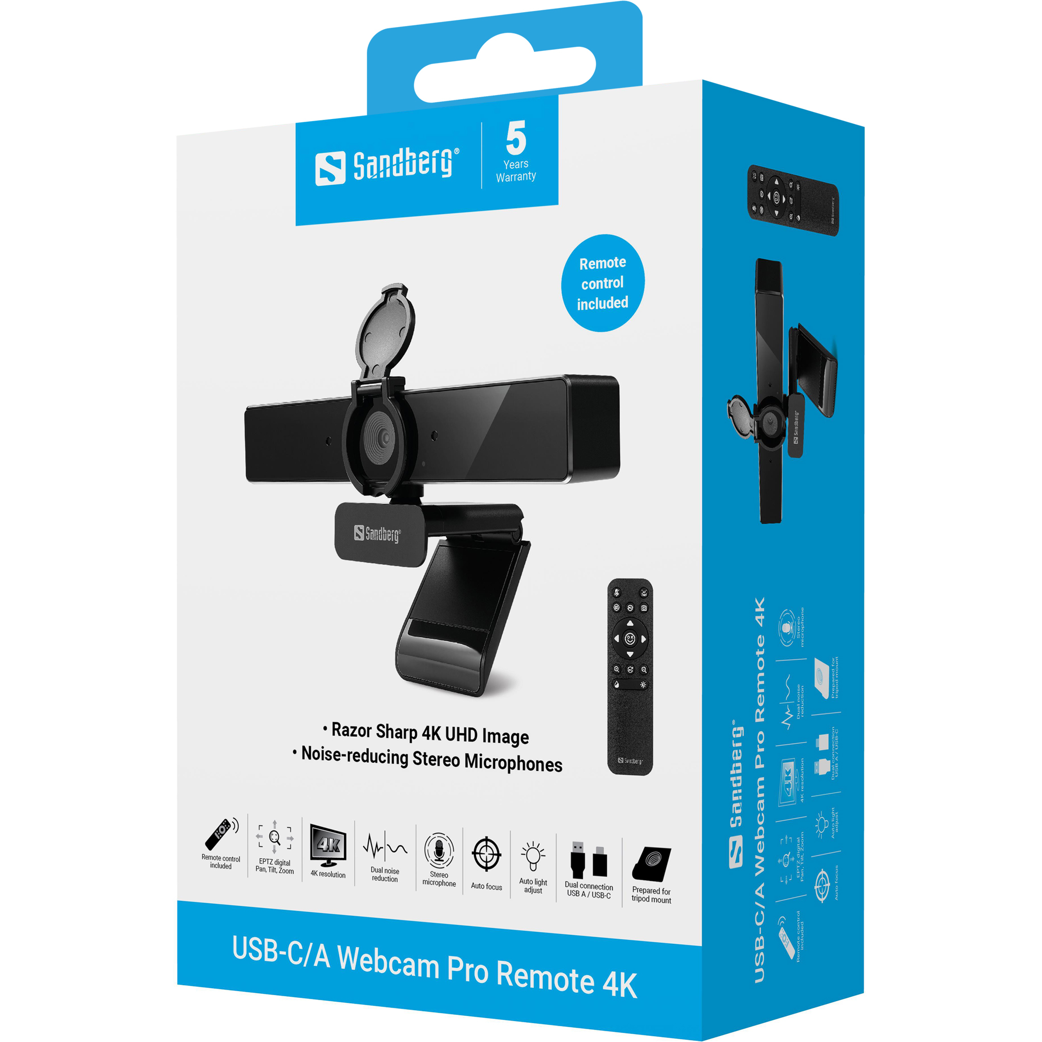 SANDBERG Pro Remote - Webcam - Farbe - 8 MP - 3840 x 2160, Ansicht 2
