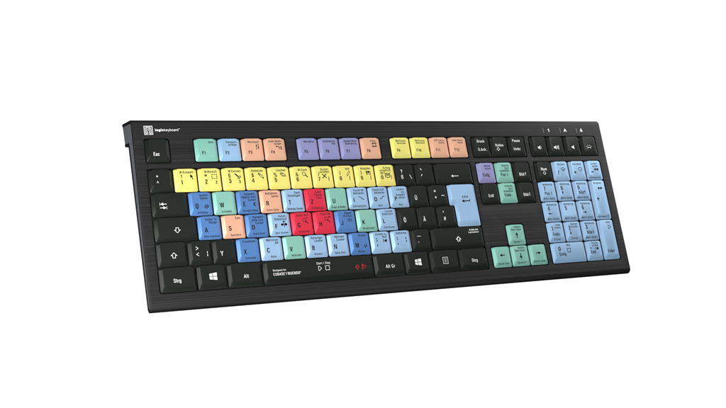 Logickeyboard LKB-CBASE-A2PC-DE - Volle Größe (100%) - Kabelgebunden - USB - Schwarz - TL: Deutsch, QWERTZ, Ansicht 3