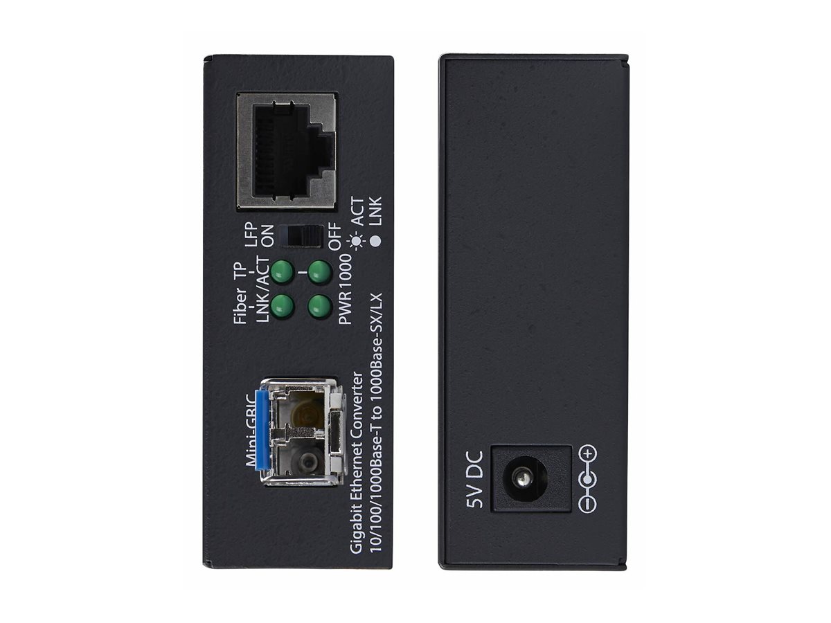 StarTech.com Single-Mode (SM) LC Glasfaser Medienkonverter für 10-1000Mbps Netzwerke, eigenständiger Gigabit Ethernet auf LWL Medienkonverter, 20km - TAA