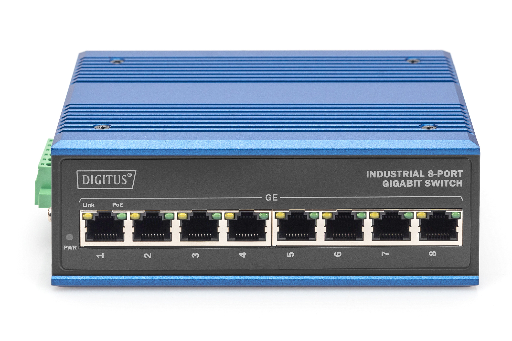 DIGITUS Industrial 8-Port Gigabit PoE Switch, Unmanaged, Ansicht 3