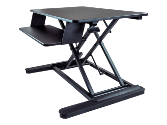 StarTech.com Sitz-Steh Schreibtischaufsatz mit Tastaturablagefach - Oberfläche 89 x 53 cm - Ergonomischer Höhenverstellbarer StehpultSteharbeitsplatz - Platz für 2 Monitore - vormontiert (ARMSTSLG)