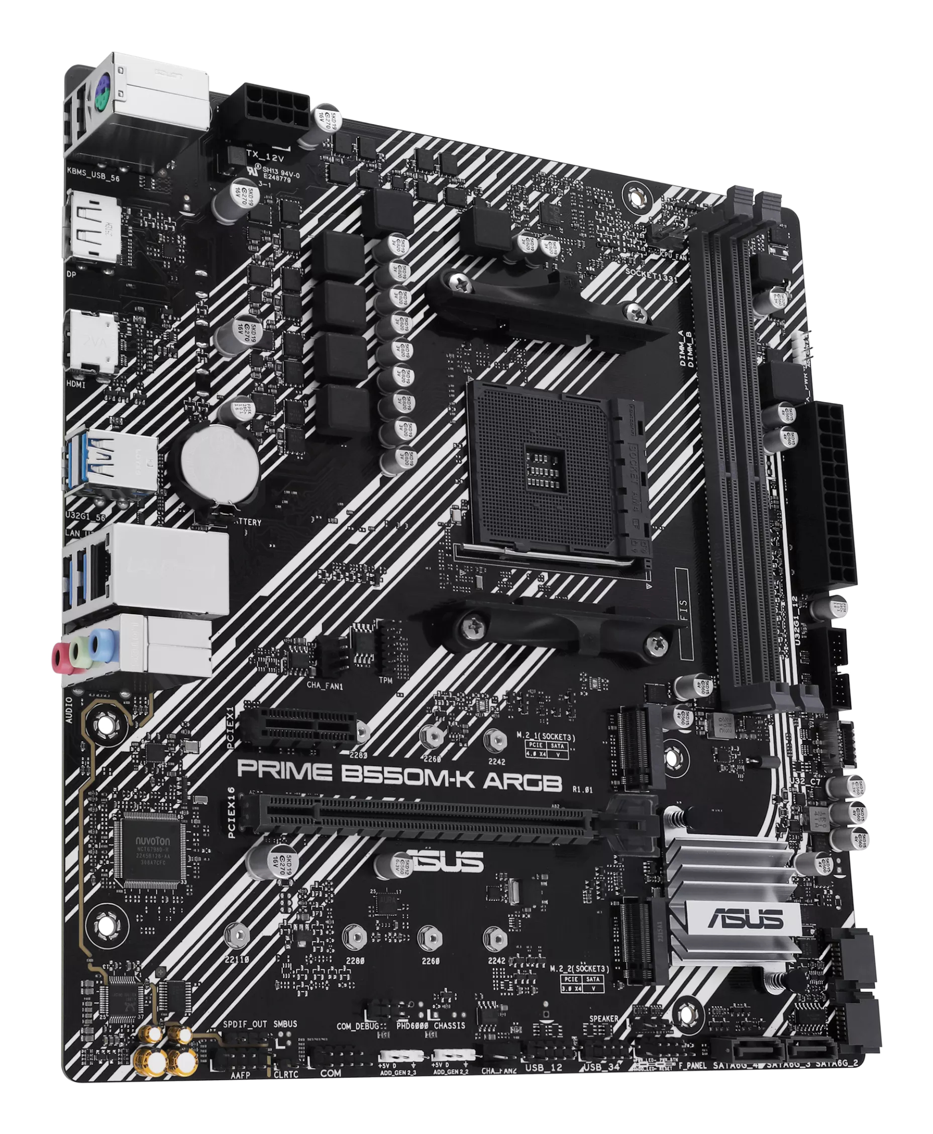 ASUS PRIME B550M-K ARGB - Motherboard - micro ATX - Socket AM4 - AMD B550 Chipsatz - USB 3.2 Gen 1 - Gigabit LAN, Ansicht 4