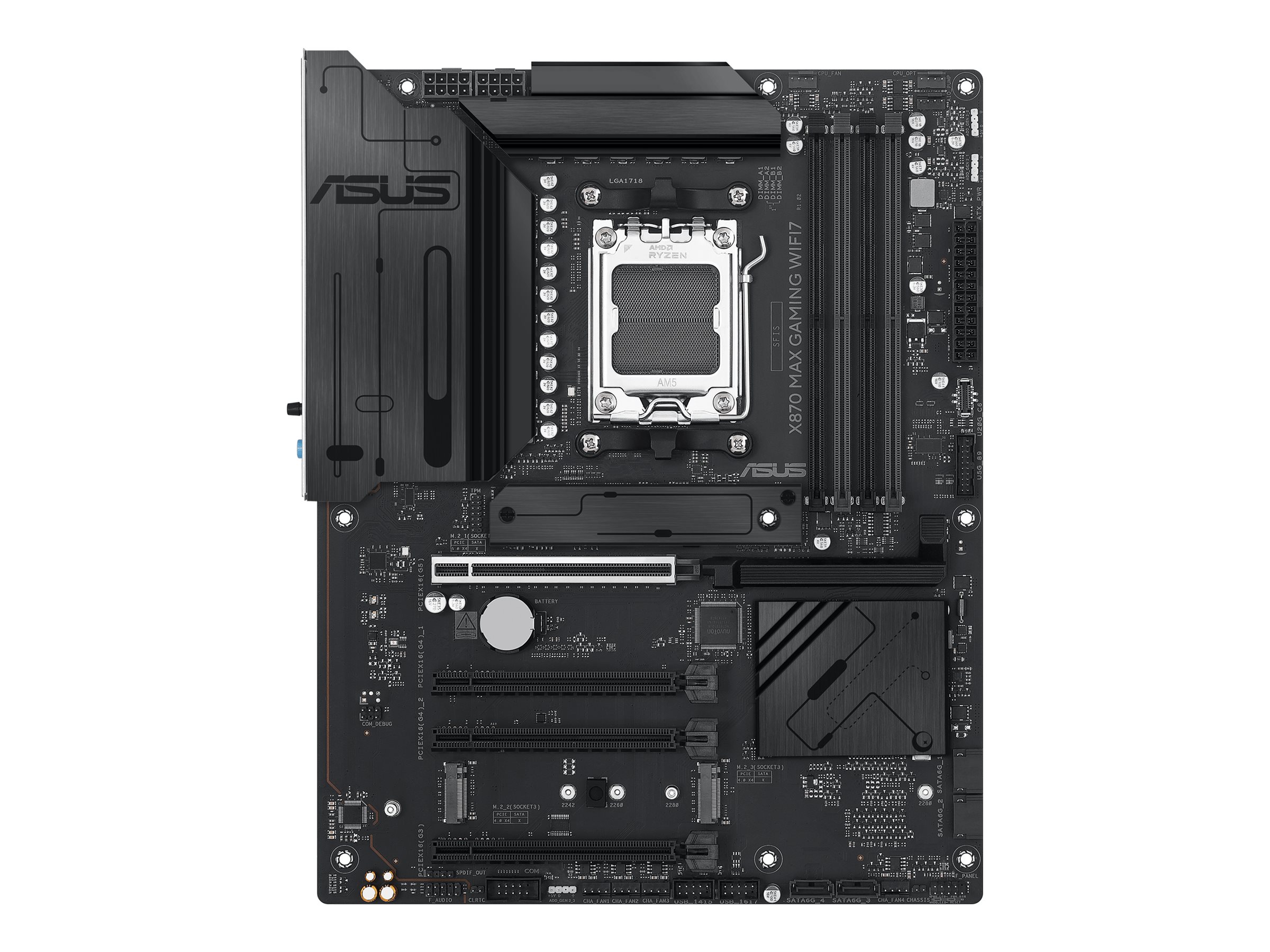 ASUS X870 MAX GAMING WIFI7 - Motherboard - ATX - Socket AM5 - AMD X870 Chipsatz - USB4 USB-C 3.2 Gen 2x2 USB 3.2 Gen 2 USB 3.2 Gen 1 - Wi-Fi 7 2.5 Gigabit LAN Bluetooth - Onboard-Grafik (CPU erforderlich)