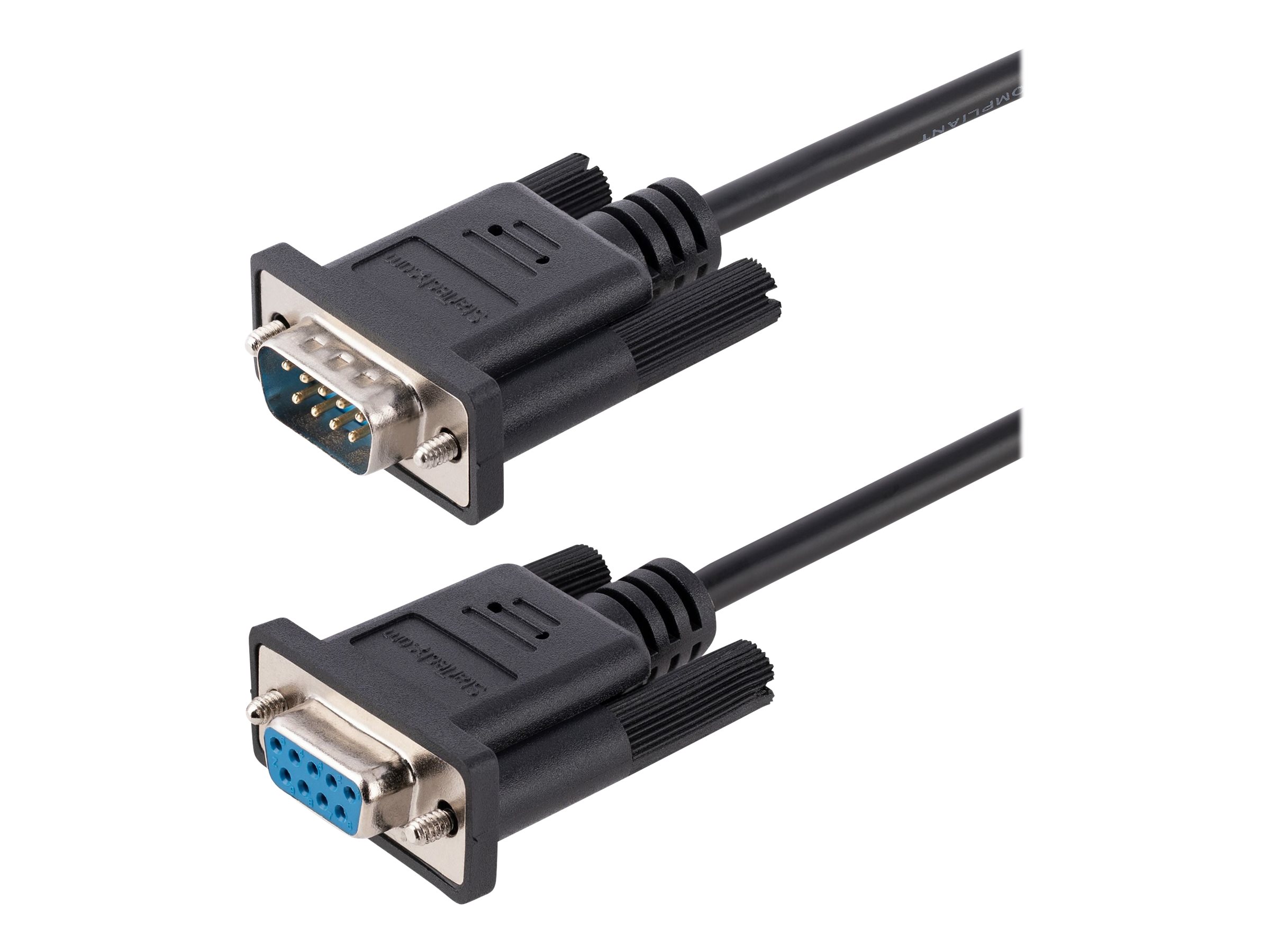 StarTech.com 3m RS232 Serial Null Modem Cable Crossover Serial Cable wAl-Mylar Shielding DB9 Serial COM Port Cable Female to Male Compatible wDTE Devices - Tool-Less Design wThumbscrews Black FM (9FMNM-3M-RS232-CABLE)