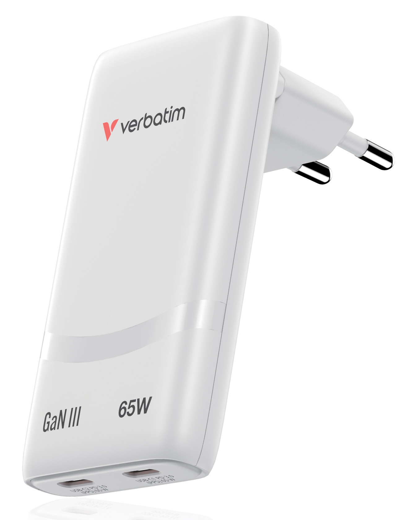Verbatim GaN III Fold´n´ Go Charger 2 Port 65W USB-C white, Ansicht 4
