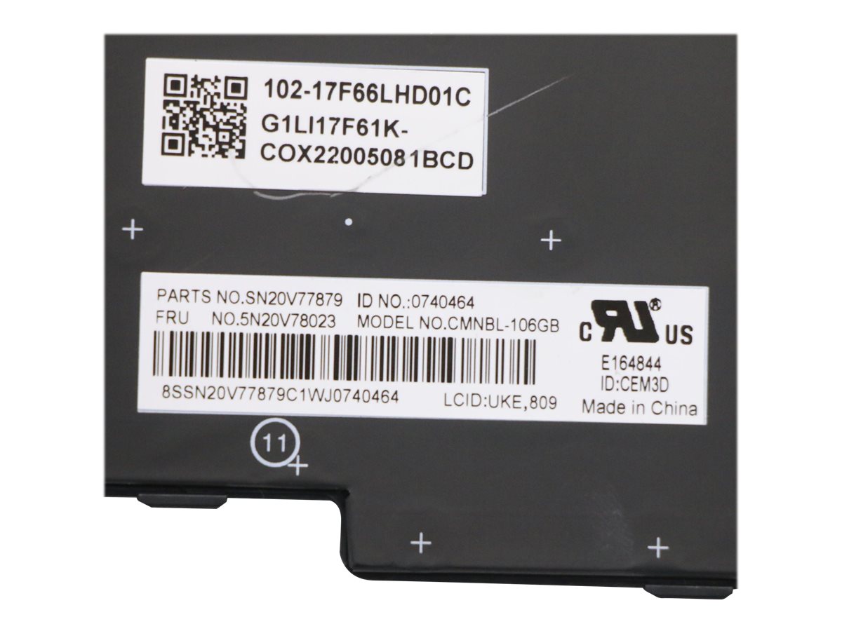 Lenovo Chicony - Ersatztastatur Notebook - hinterleuchtet - TL: UK, QWERTY, Ansicht 3
