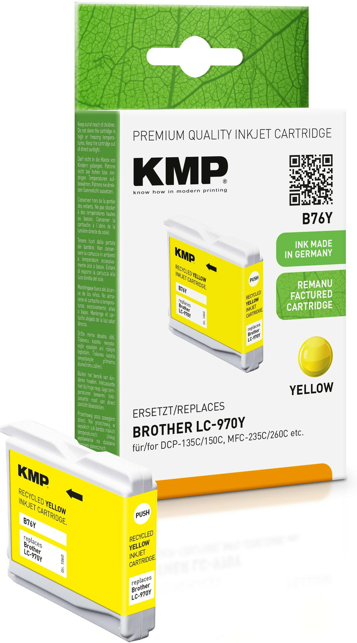 KMP B76Y - 4.9 ml - Gelb - kompatibel - Tintenpatrone (Alternative zu: Brother LC970Y), Ansicht 3