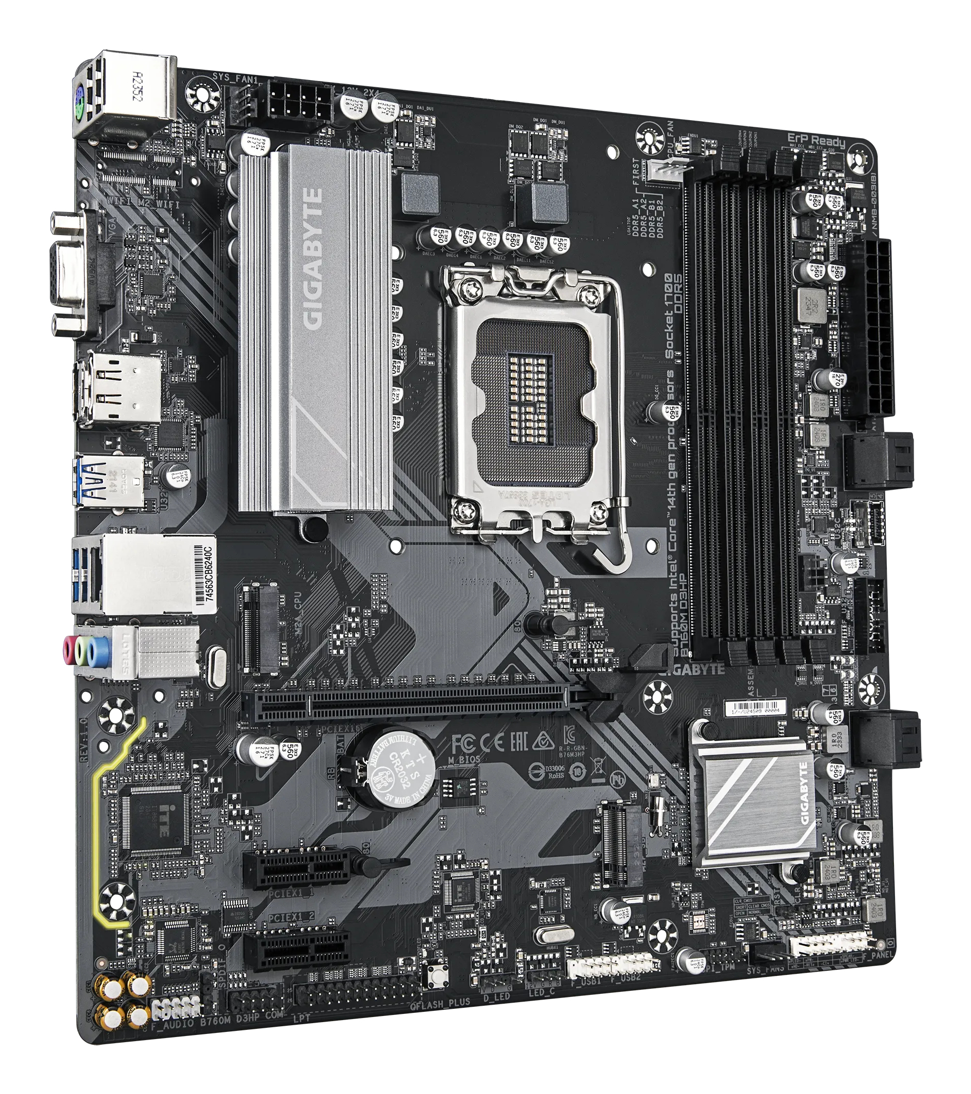 Gigabyte B760M D3HP - Motherboard - micro ATX - LGA1700-Sockel - B760 Chipsatz - USB-C 3.2 Gen 1, USB 3.2 Gen 1, Ansicht 3