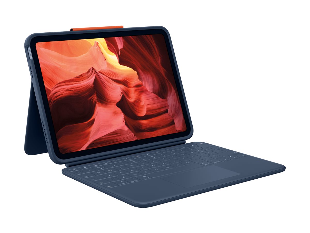 Logitech Rugged Combo 4 Touch - Tastatur und Foliohülle - mit Trackpad - Apple Smart connector - QWERTY - GB - Classic Blue - für Apple 10.9-inch iPad (10. Generation)