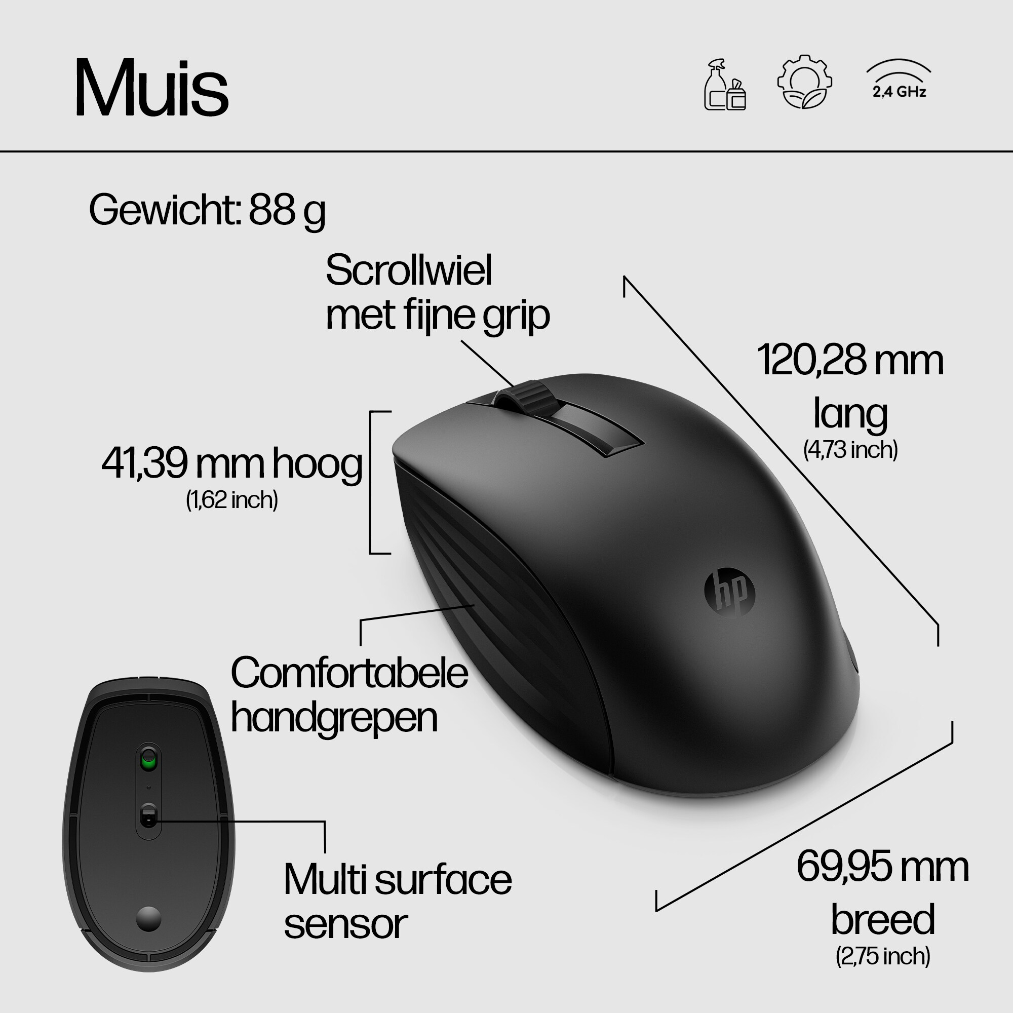 HP 650 Wireless-Tastatur und -Maus - Volle Größe (100%) - Kabellos - RF Wireless - Membran Key Switch - Weiß, Ansicht 3