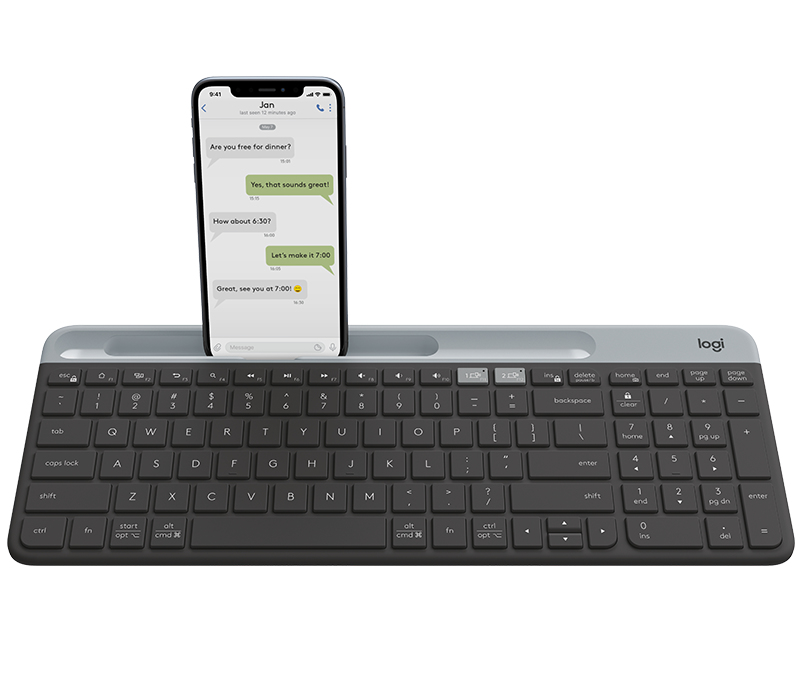 Logitech Slim Multi-Device K580 - Tastatur - Bluetooth, 2.4 GHz - TL: Nordisch, QWERTY, Ansicht 2