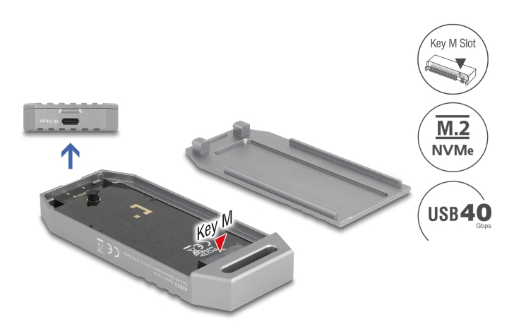 Delock M.2 NVMe SSD Gehäuse USB 40 Gbps - werkzeugfrei, Ansicht 3