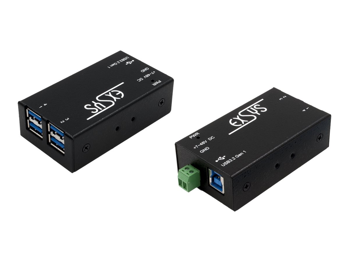 Exsys EX-1181HMS - Hub - 4 x USB 3.2 Gen 1 - an DIN-Schiene montierbar, wandmontierbar, Ansicht 3