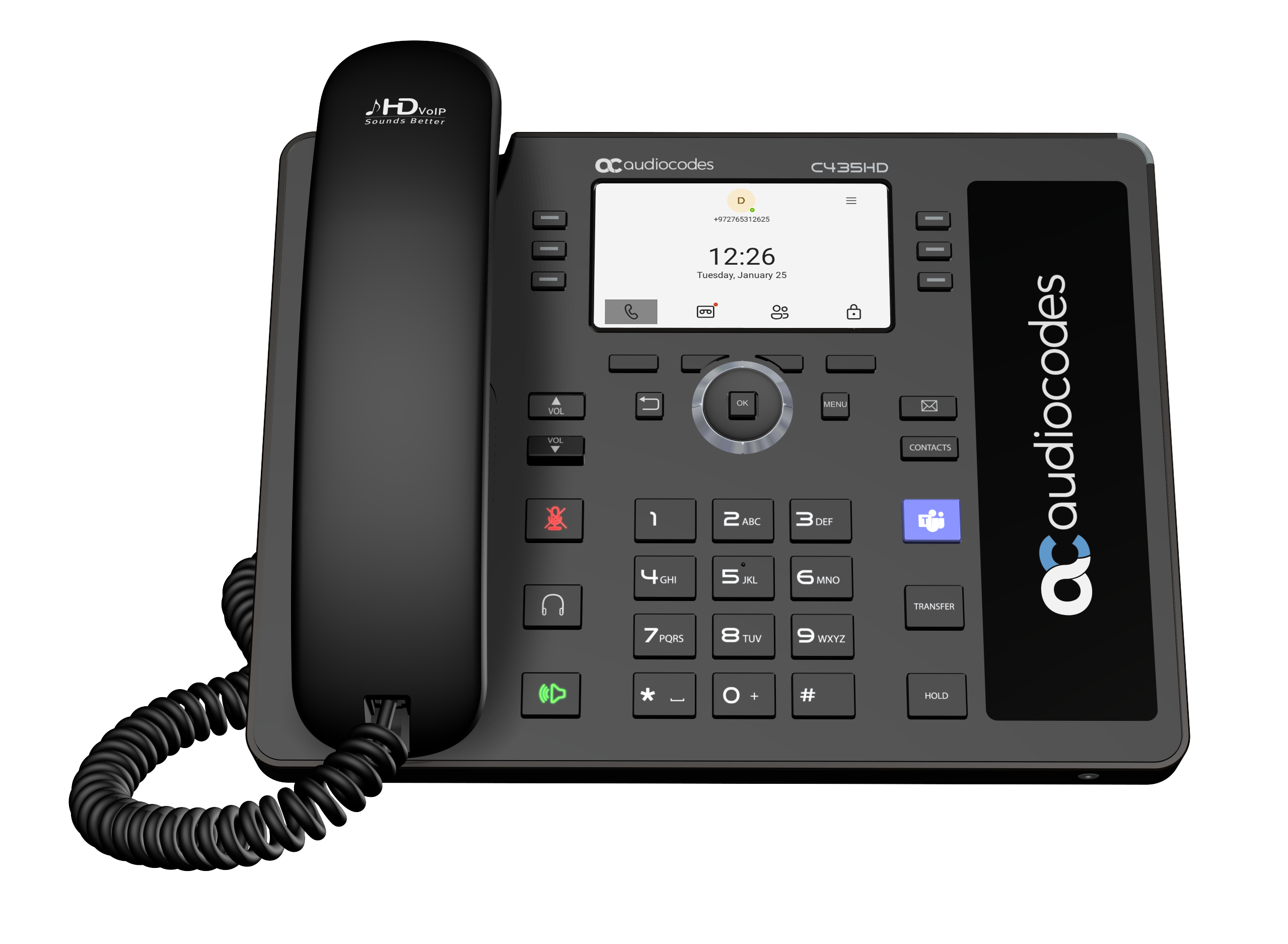 AudioCodes C435HD - VoIP-Telefon mit Rufnummernanzeige, Ansicht 4