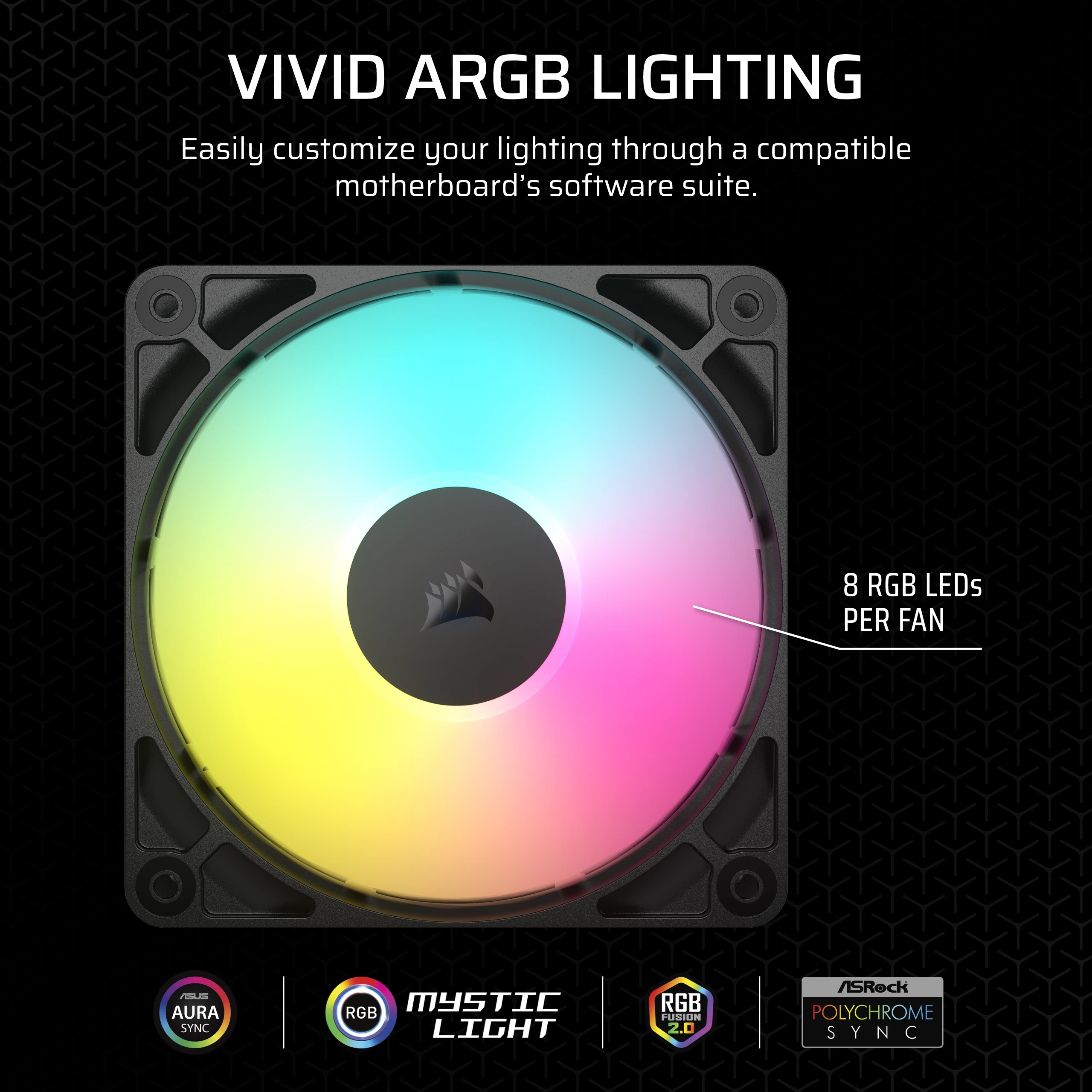 Corsair Lüfter 120*120*25 RS120 ARGB PWM Triple Pack, Ansicht 3