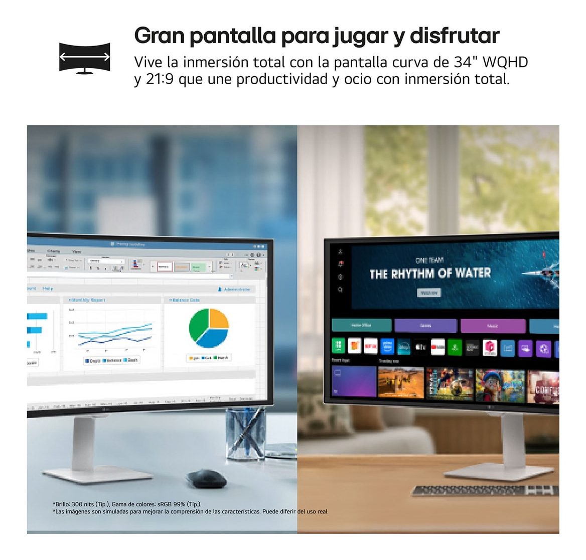 LG Monitor 34U601SA-W 34U601SAW - Flachbildschirm (TFT/LCD) - 86,4 cm, Ansicht 3
