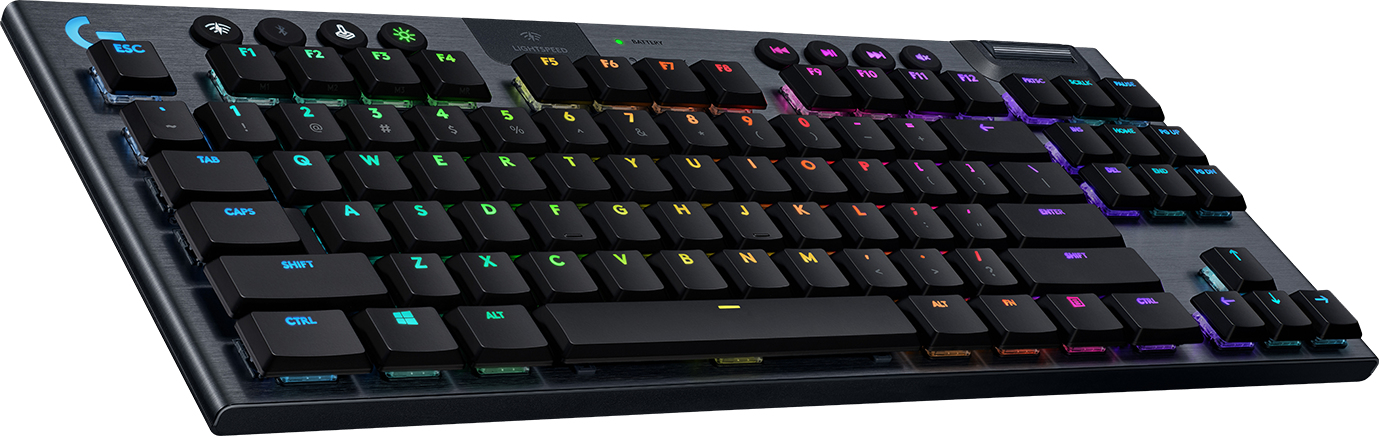 Logitech G G915 TKL Tenkeyless LIGHTSPEED Wireless RGB Mechanical Gaming Keyboard, Kabelgebunden, USB, Mechanischer Switch, QWERTZ, RGB-LED, Karbon