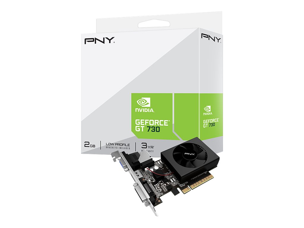PNY GeForce GT 730 - Grafikkarten - GF GT 730 - 2 GB GDDR3 - PCIe 2.0 x8 Low-Profile - DVI, D-Sub, HDMI