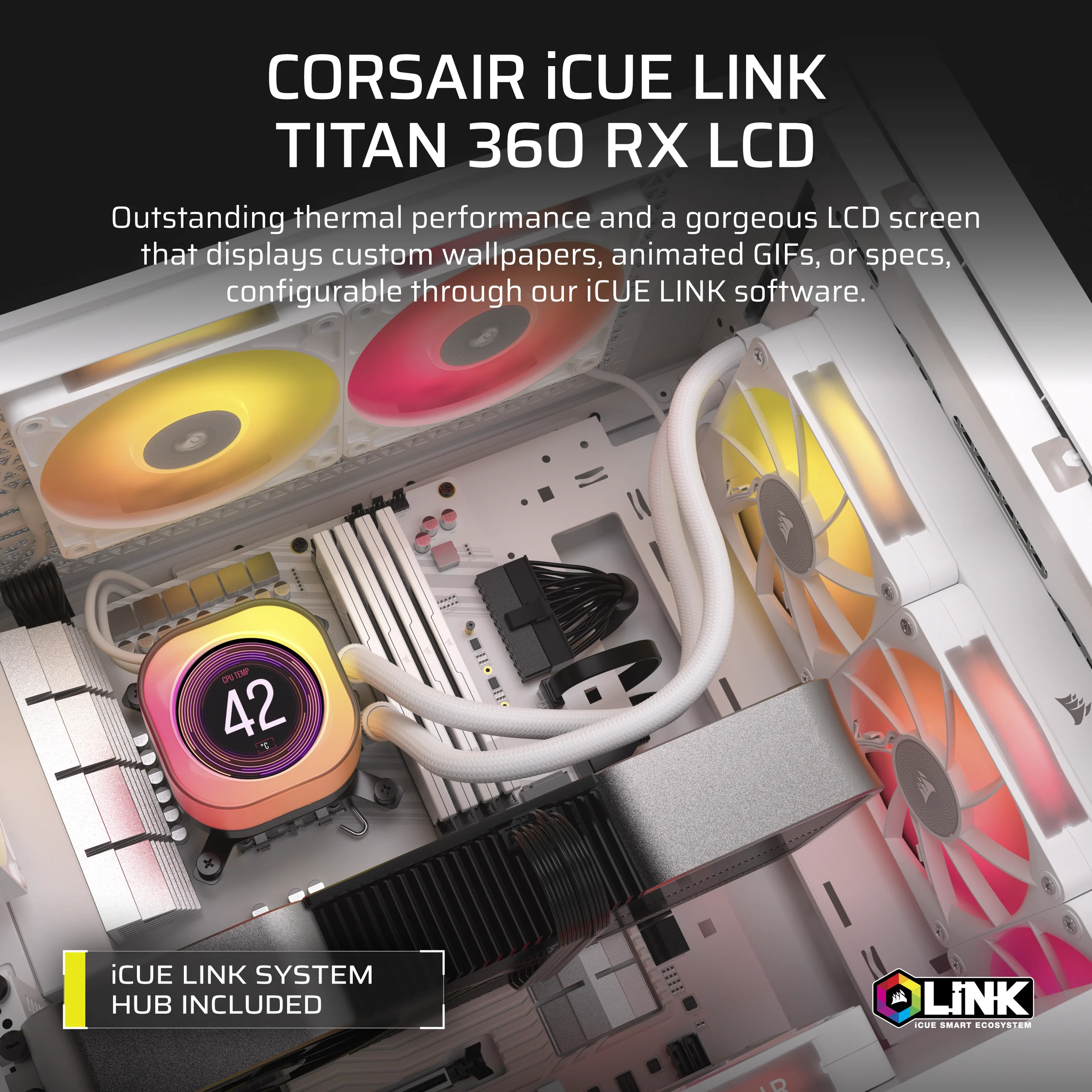 Corsair CPC Corsair AIO iCUE LINK TITAN 360 RX LCD AIO w - CPU-Kühler, Ansicht 2