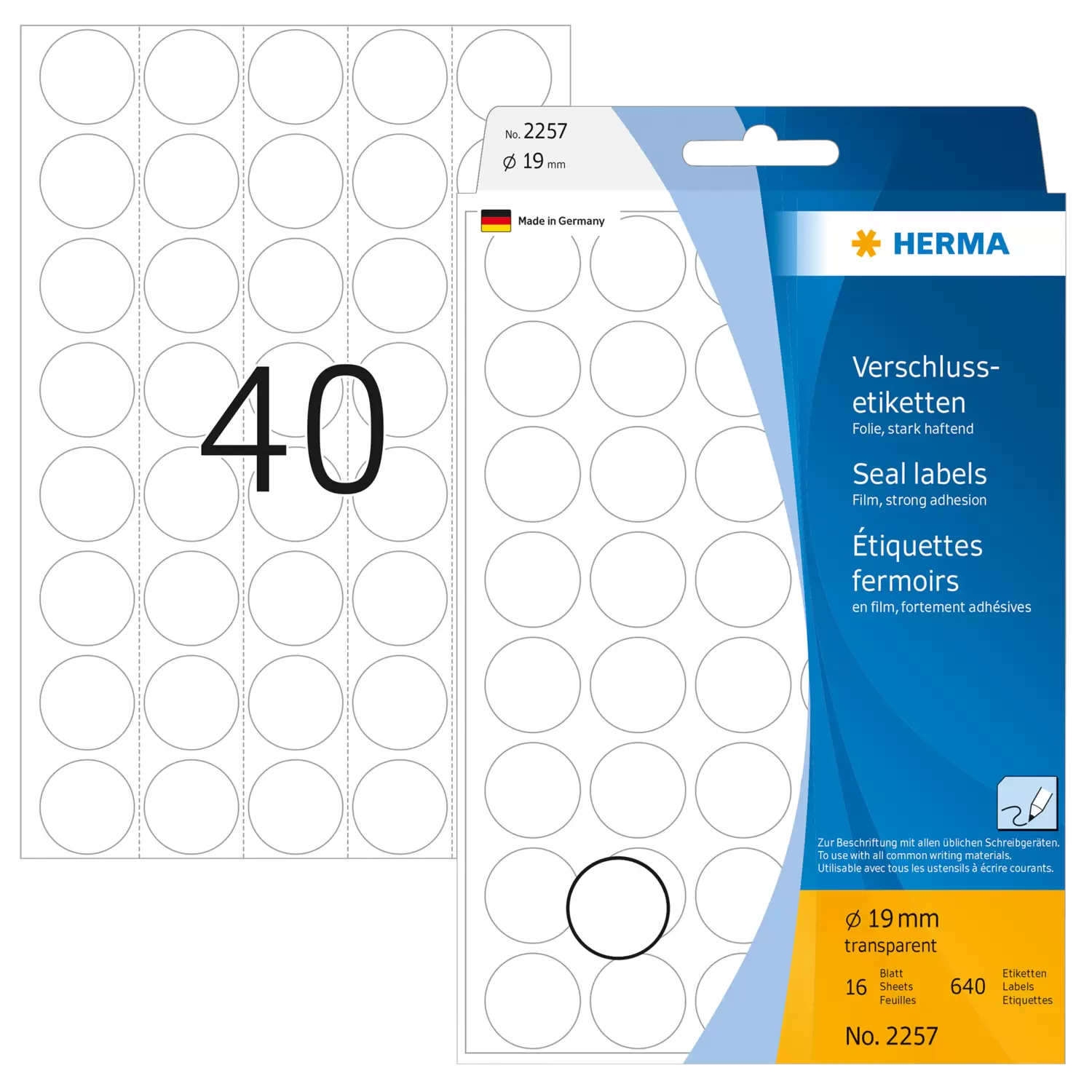 HERMA Verschlussetiketten - 19 mm diameter - durchsichtig - Polyester (Packung mit 640), Ansicht 2
