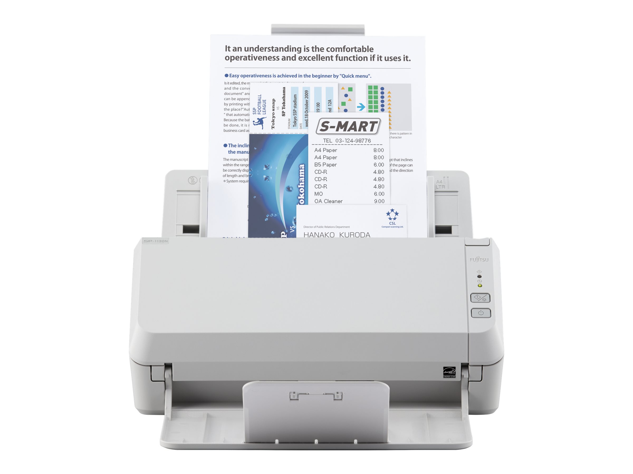 Fujitsu SP-1130N - Dokumentenscanner - Duplex - 216 x 355.6 mm - 600 dpi x 600 dpi - bis zu 30 Seiten/Min. (einfarbig)