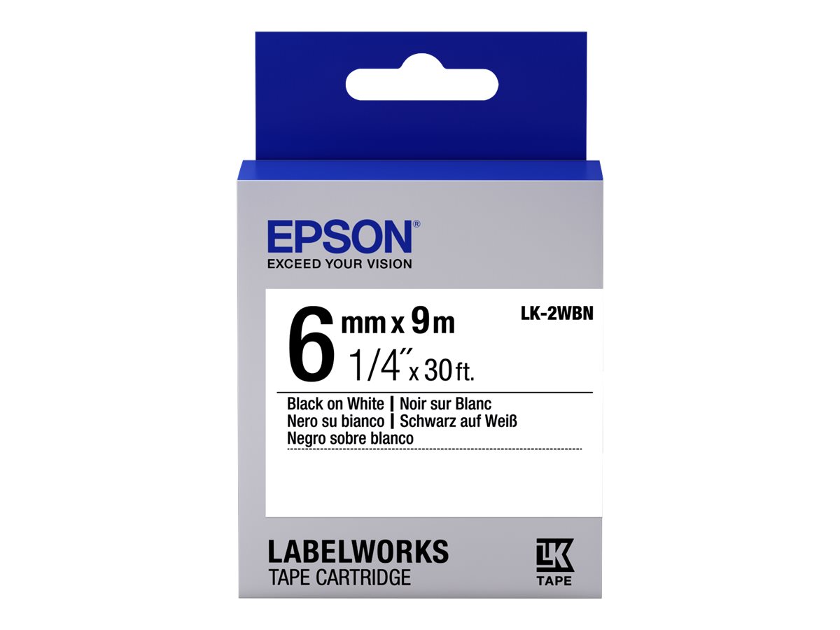 Epson LabelWorks LK-2WBN - Schwarz auf Weiß - Rolle (0,6 cm x 9 m) 1 Kassette(n) Etikettenband - für LabelWorks LW-1000, 300, 400, 600, 700, 900, K400, Z5000, Z5010, Z700, Z710, Z900