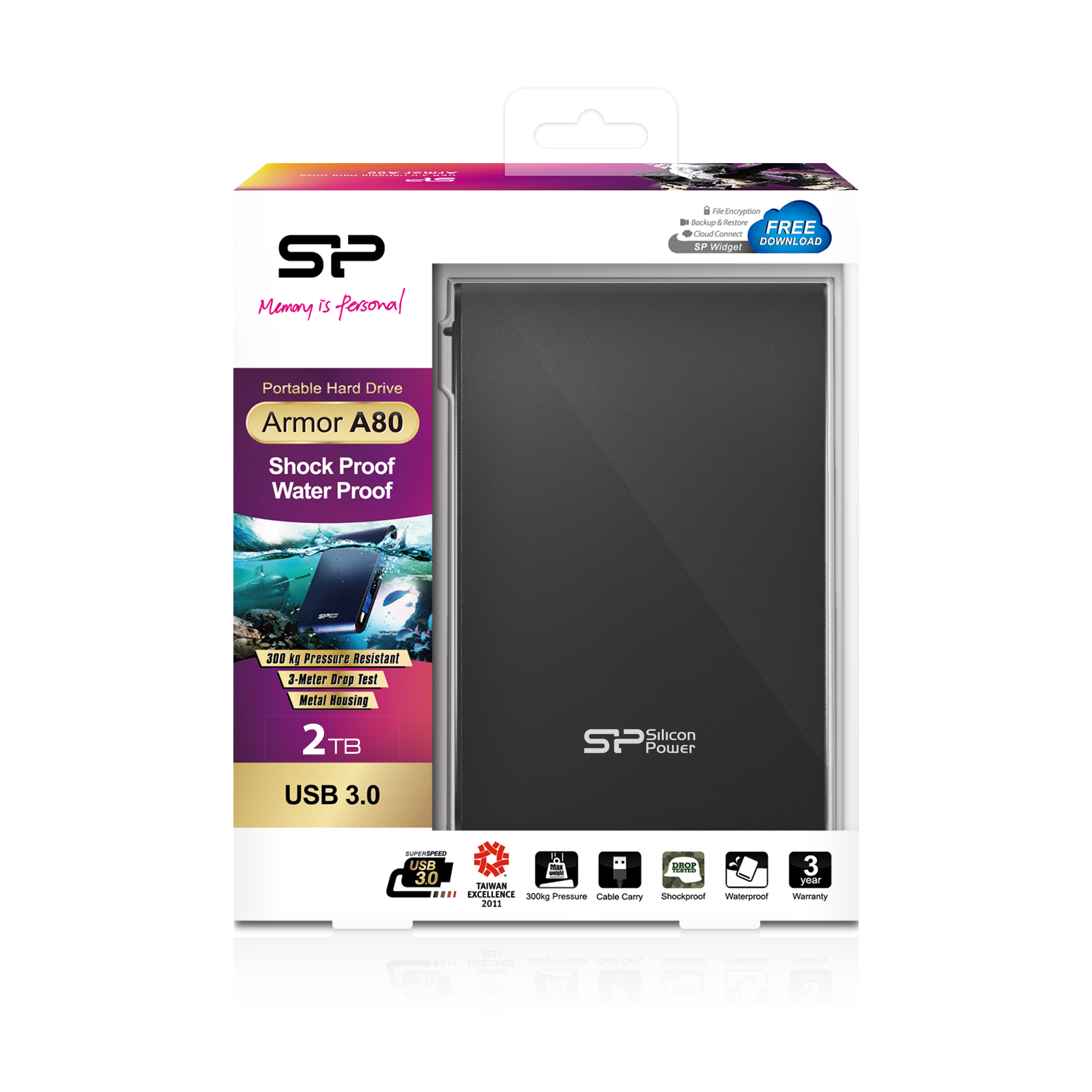 Silicon Power Armor A80 - Festplatte - 2 TB - extern (tragbar) - Schwarz, Ansicht 2