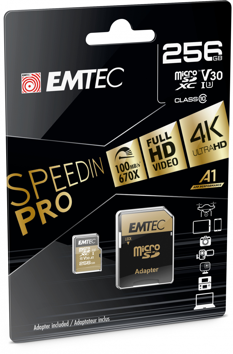 EMTEC SpeedIN Pro - 256 GB - MicroSDXC - Klasse 10 - UHS-I - 100 MB/s - 95 MB/s, Ansicht 3