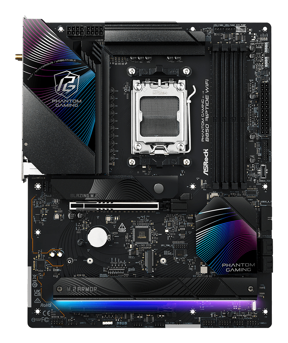ASRock Phantom Gaming B850 Riptide WiFi - Motherboard - ATX - Socket AM5 - AMD B850 Chipsatz - Wi-Fi 7, Bluetooth, Ansicht 3