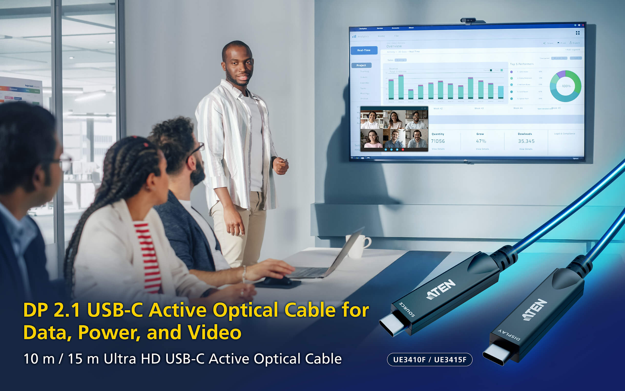 ATEN UE3415F akt. opt. Ult. HD Kabel mit USB-C - Kabel - Digital/Daten, Ansicht 2