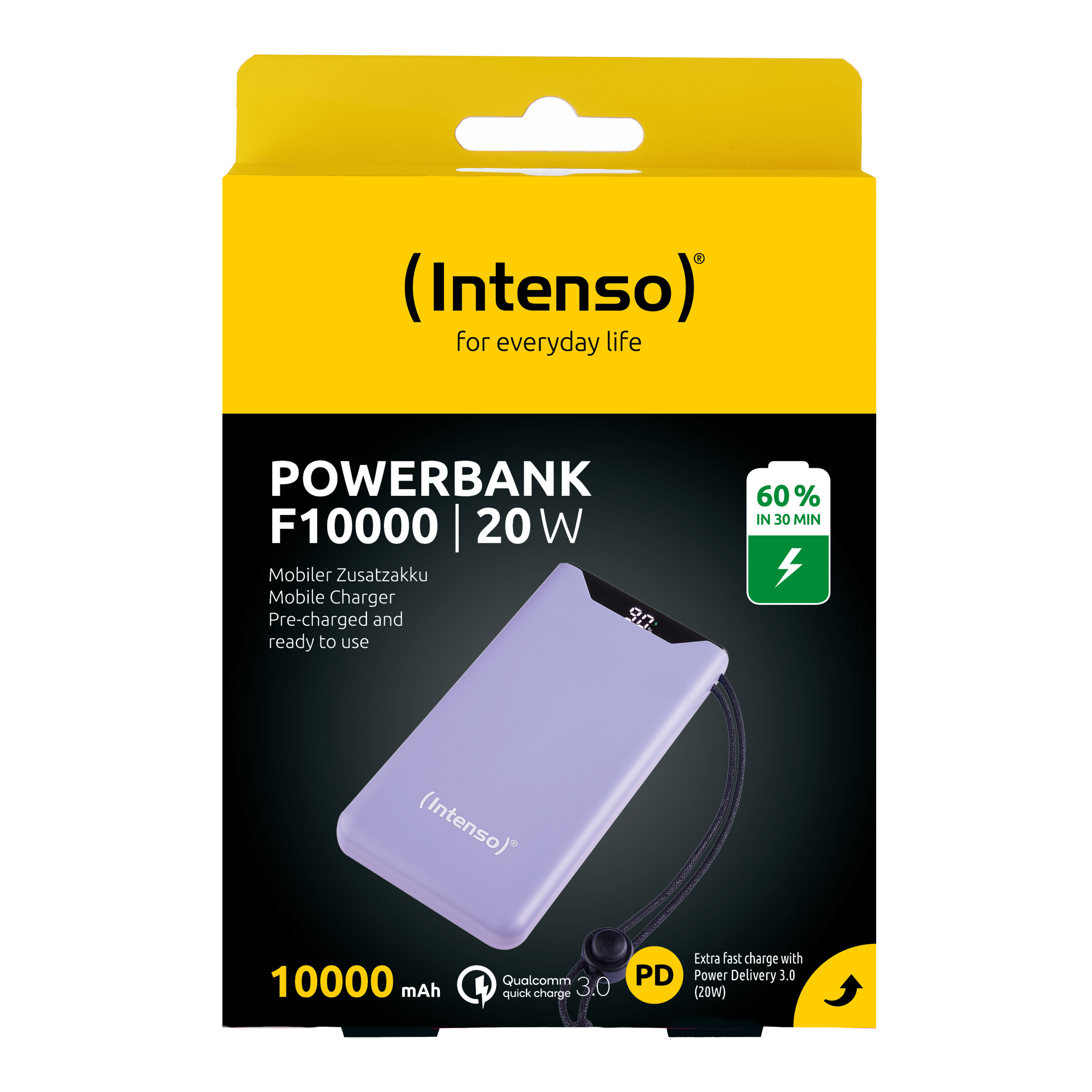 Intenso Powerbank F10000 Purple lila 10.000 mAh PD 3.0 Quick Charge 3.0, Ansicht 2