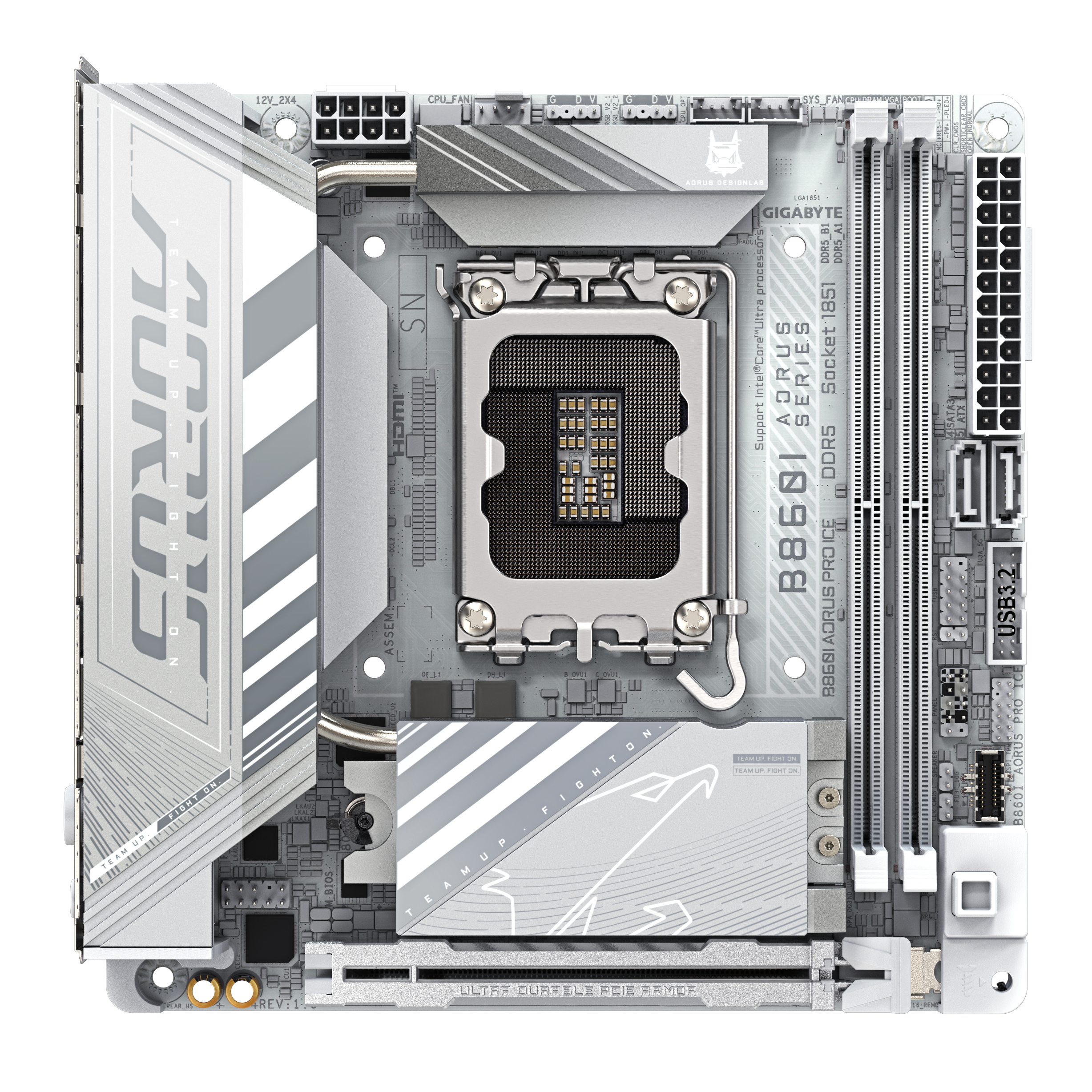 Gigabyte AORUS B860I PRO ICE - Motherboard - Mini-ITX - LGA1851-Sockel - B860 Chipsatz - USB4, USB-C 3.2 Gen2, Ansicht 2